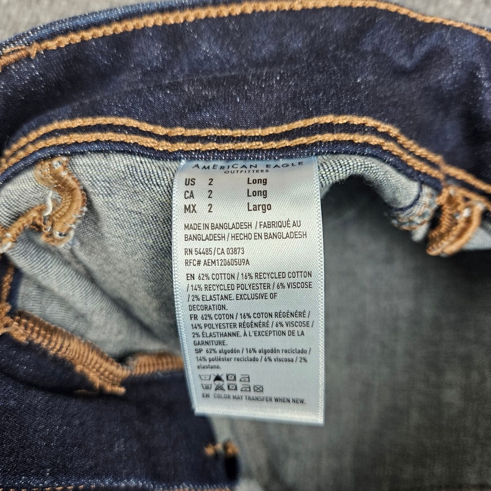 American Eagle Kick Boot Jeans Women's 2 LONG Mid Rise Next Level Stretch Denim - Picture 3 of 11